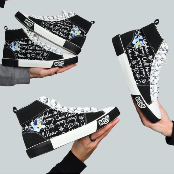 🆕 GROUND UP Bluey & Bingo Family Lace-Up High Top Sneaker shoes SZ 8.5 W SZ 7 M - Picture 1 of 9